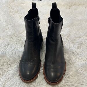Joie Black Leather Ankle Booties with Lug Sole